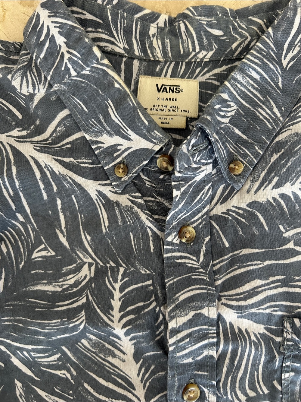 Vans Mens Button Front Palms Tropical Hawaiian Button Down Short Sleeve Size XL
